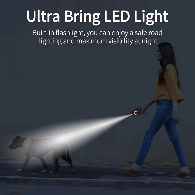 Retractable Dog Leash with flashlight