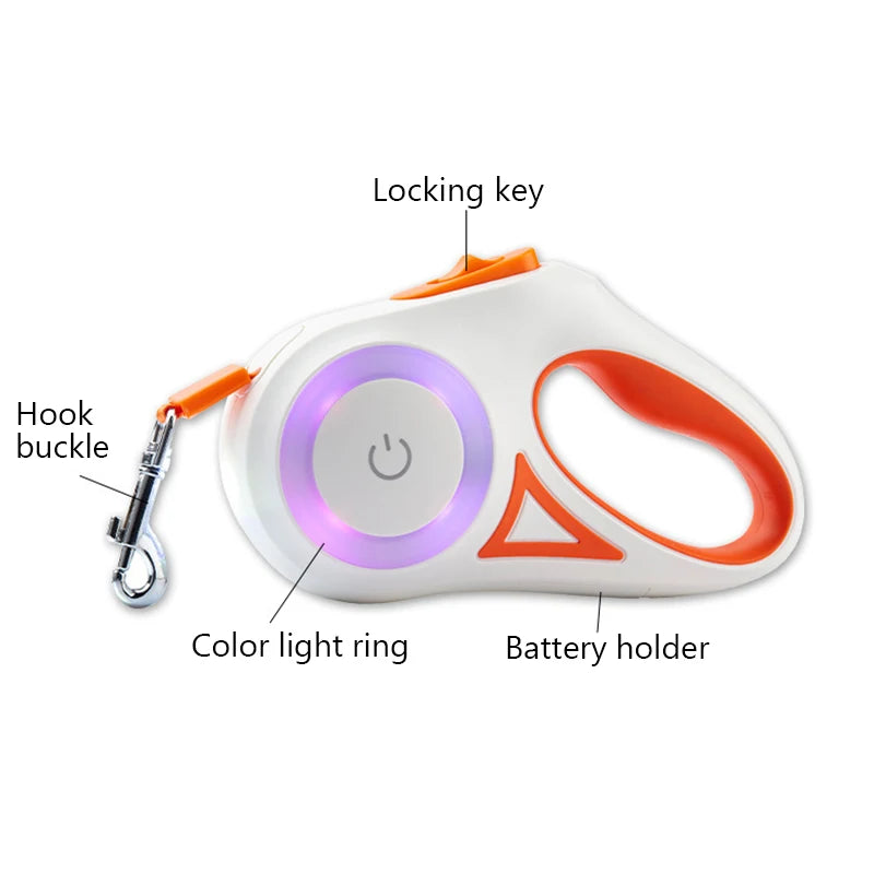 Retractable Dog Leash with flashlight
