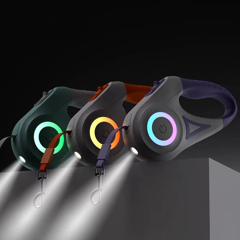 Retractable Dog Leash with flashlight